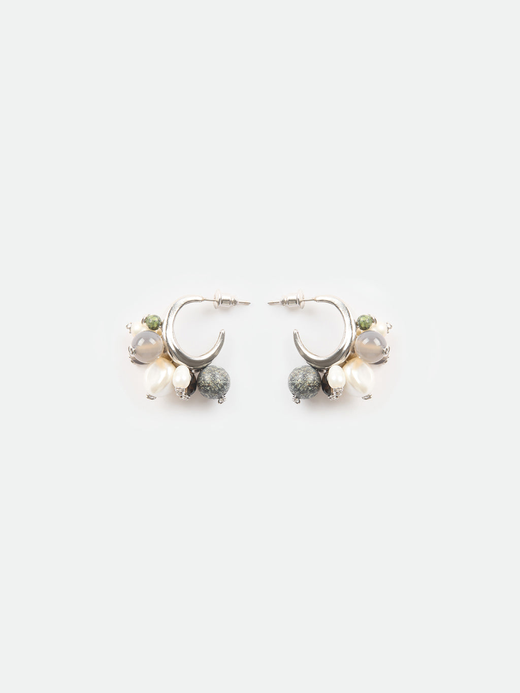 Multi Bead Hoop Stud Earrings