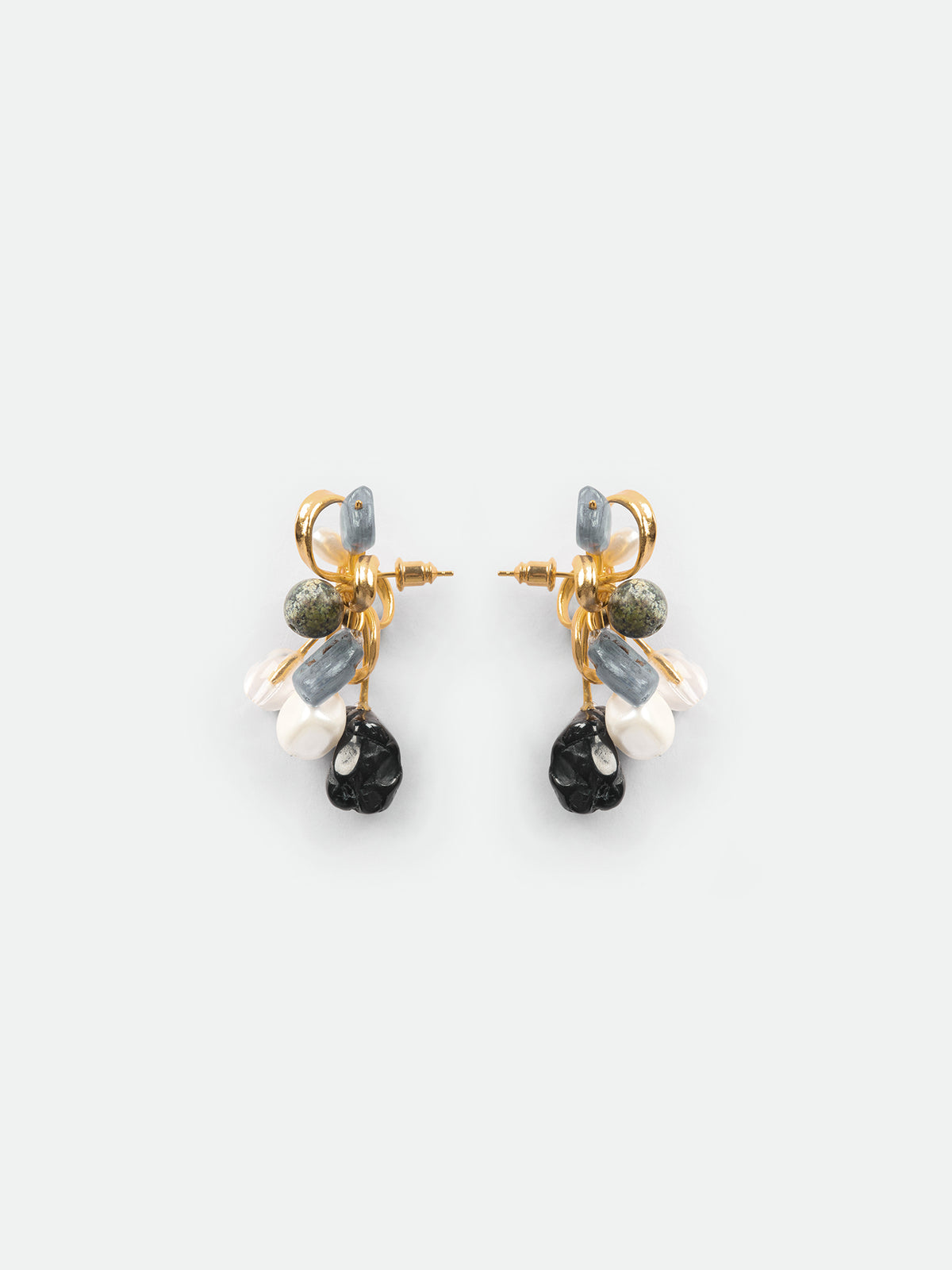 Multi-Bead Bow Stud Earrings