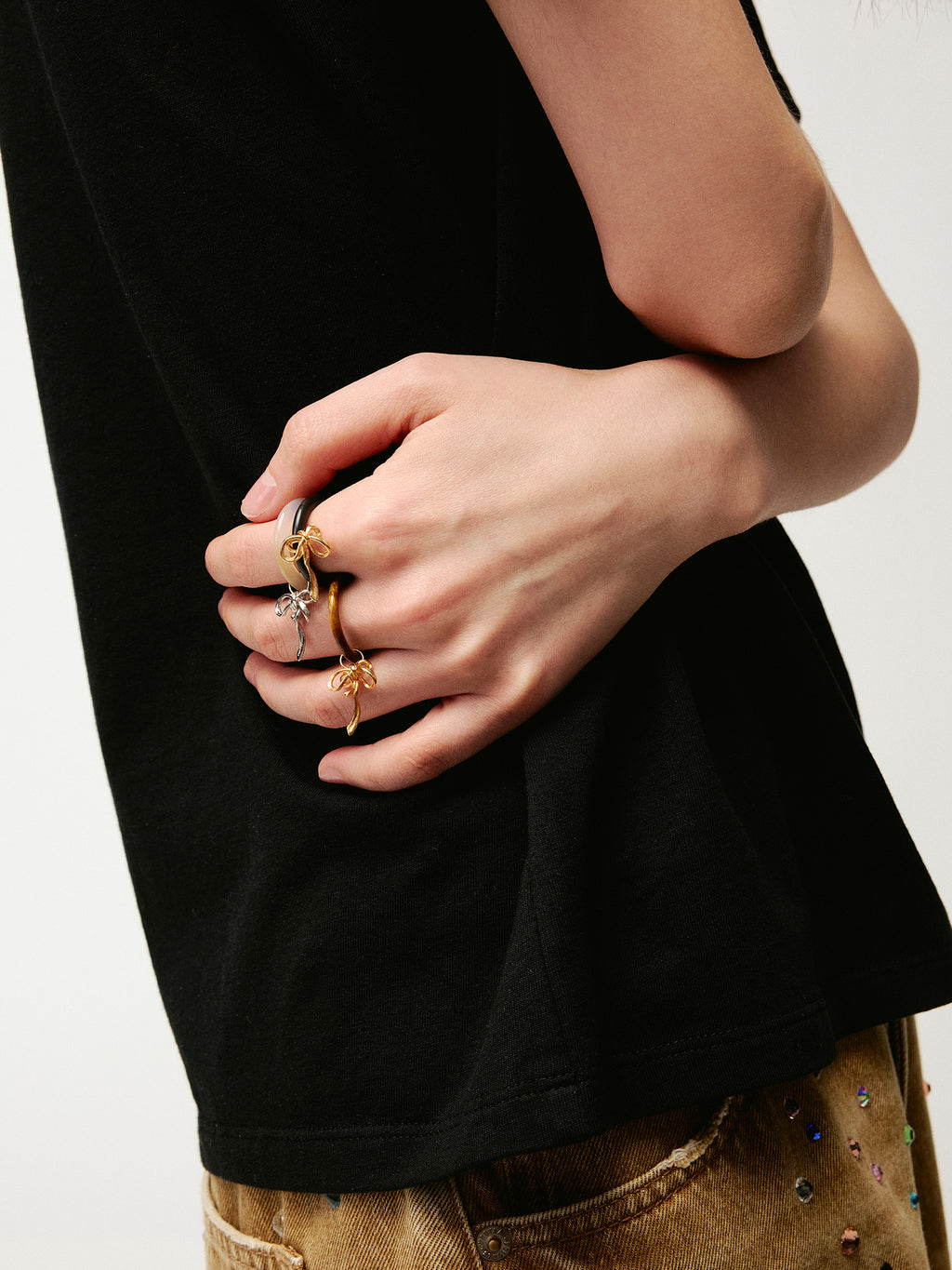 Mini Bow Natural Stone Ring