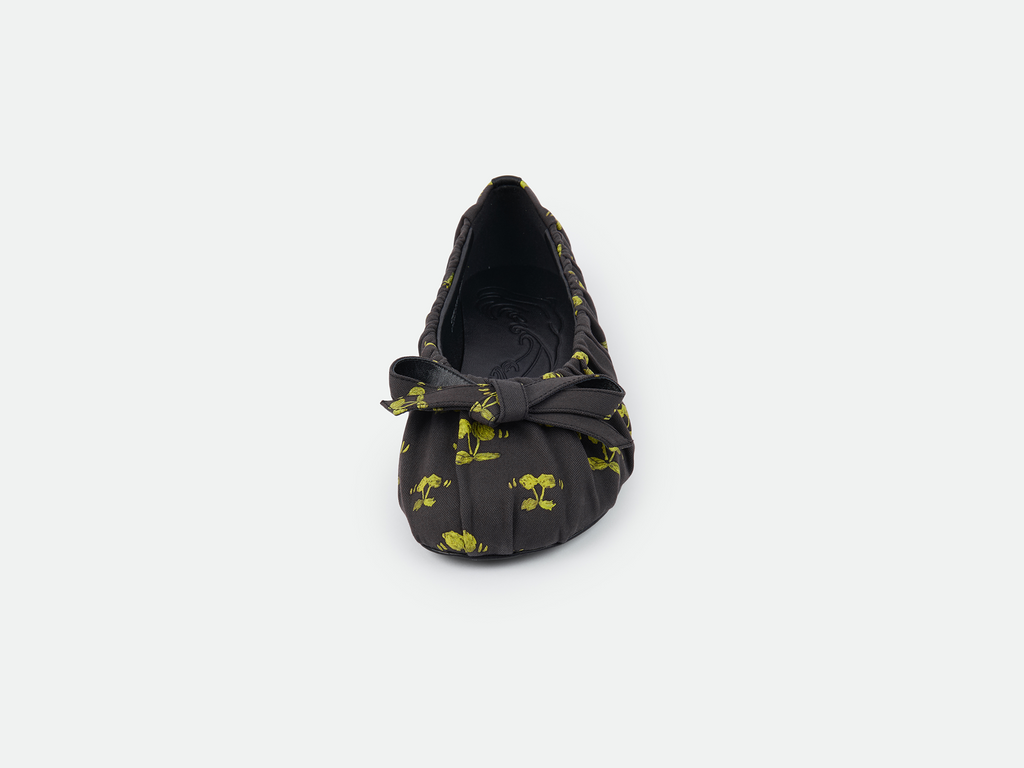 Printed bow lace-up ballerina