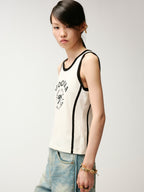 Flocked bow tank top