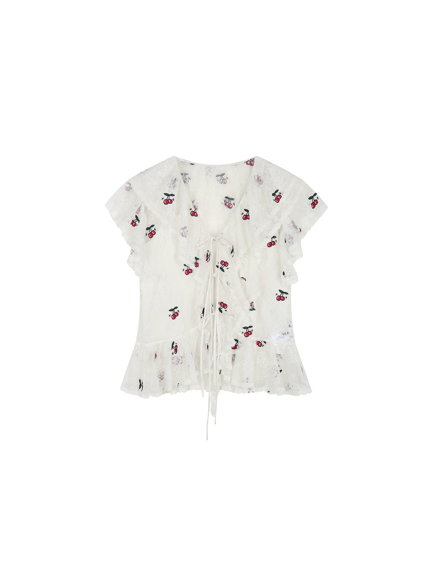 Embroidered dynamic cherry lace shirt