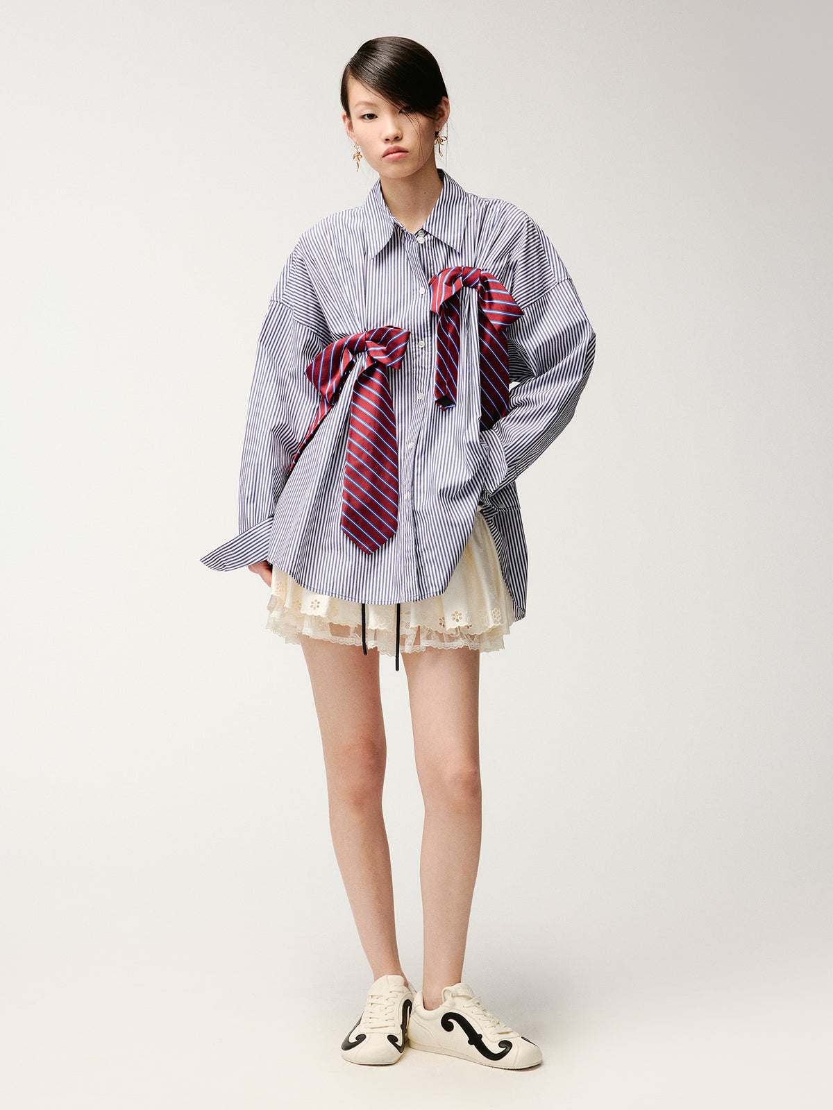 3D tie bow shirt