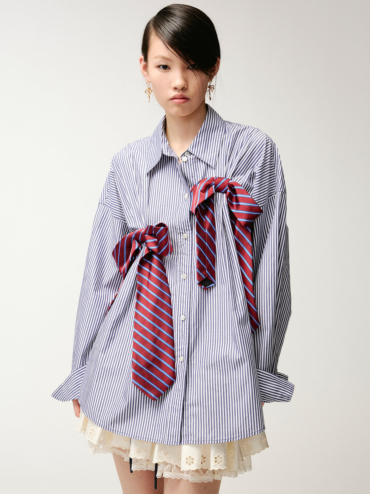 3D tie bow shirt