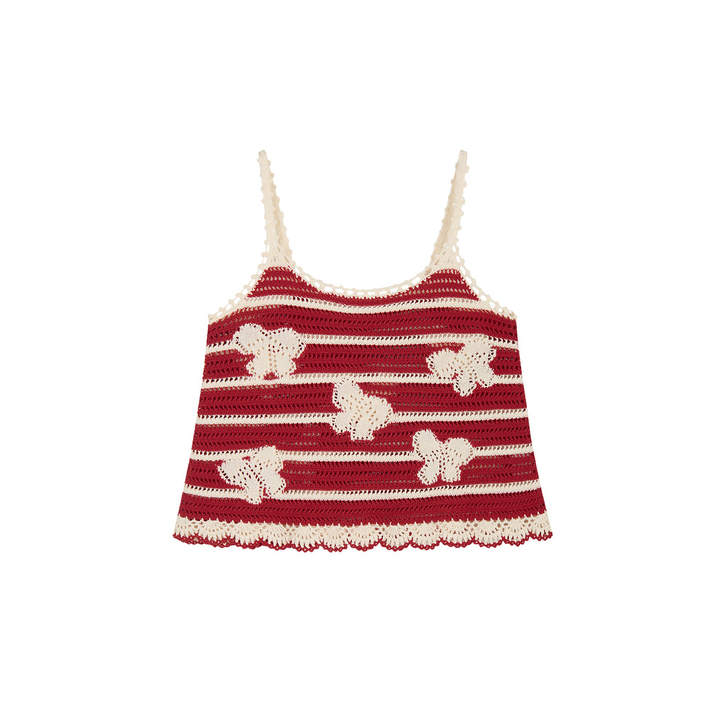 Handcrafted lace bow knit camisole