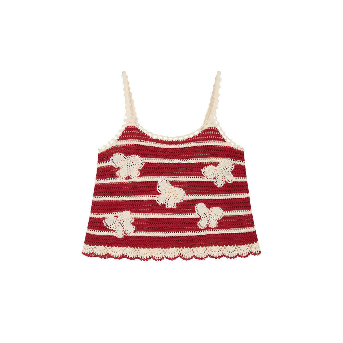 Handcrafted lace bow knit camisole