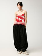 Handcrafted lace bow knit camisole