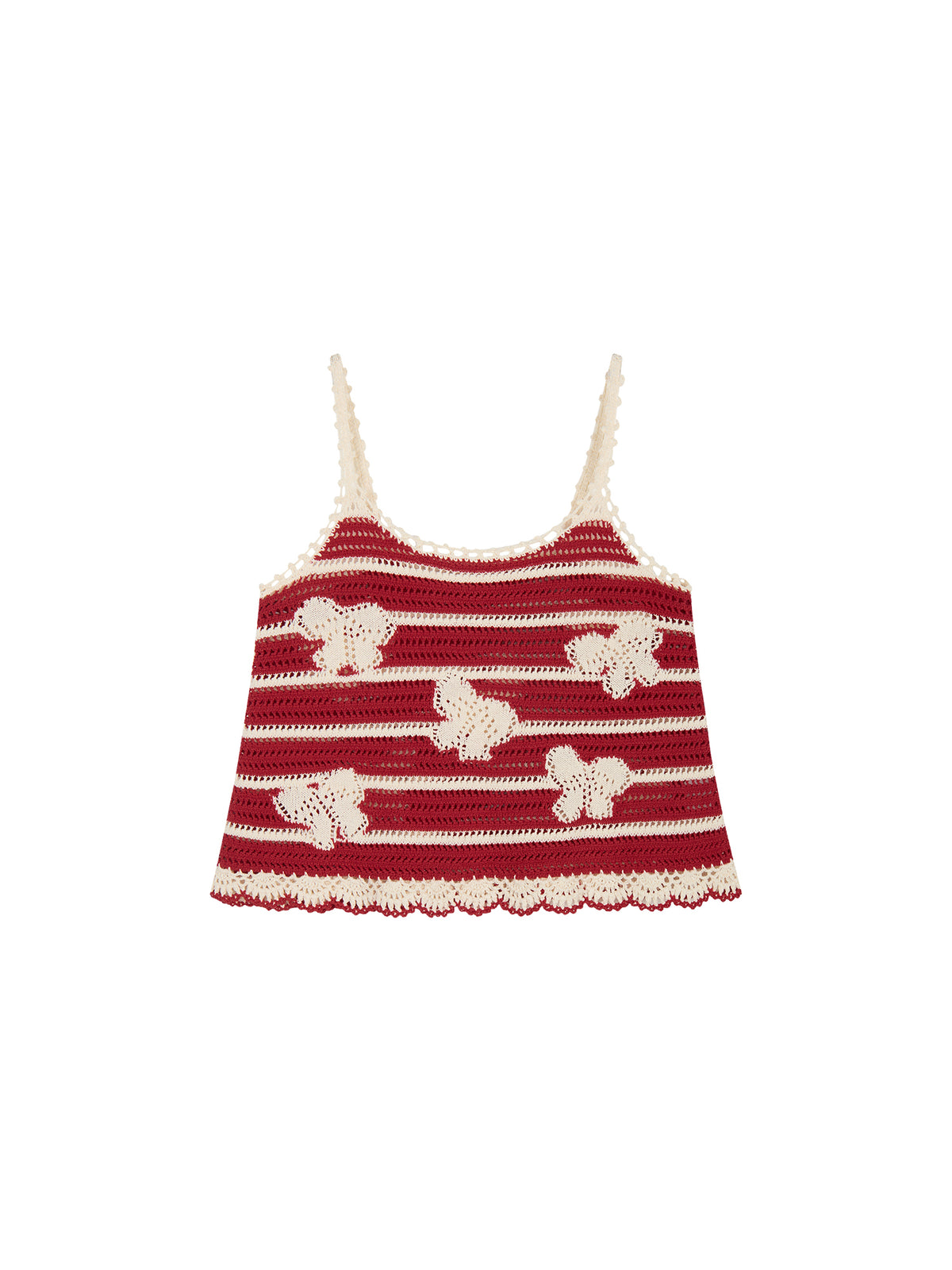 Handcrafted lace bow knit camisole