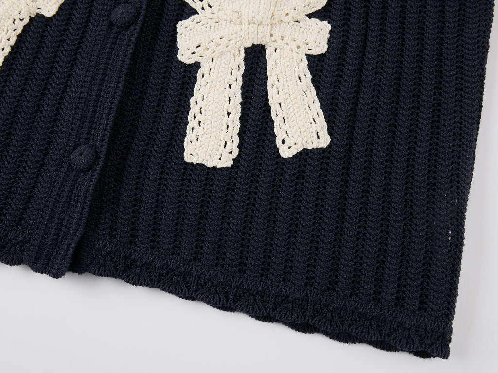 Handcrafted bow cardigan