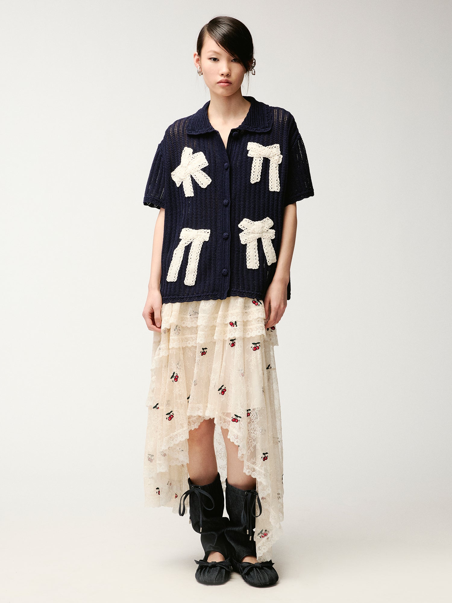 Handcrafted bow cardigan