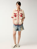 Handcrafted sporty cherry cardigan