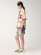Handcrafted sporty cherry cardigan