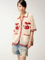 Handcrafted sporty cherry cardigan