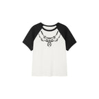 Beaded embroidered vintage necklace raglan T-shirt