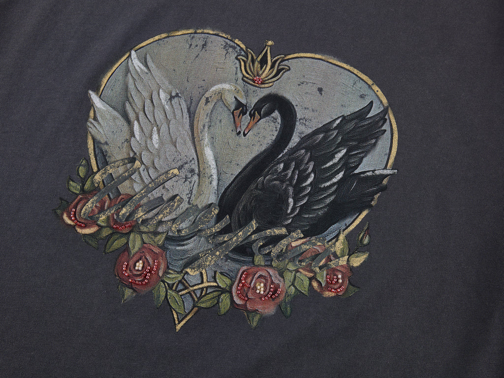 Swan Graphic Print Cotton T-Shirt