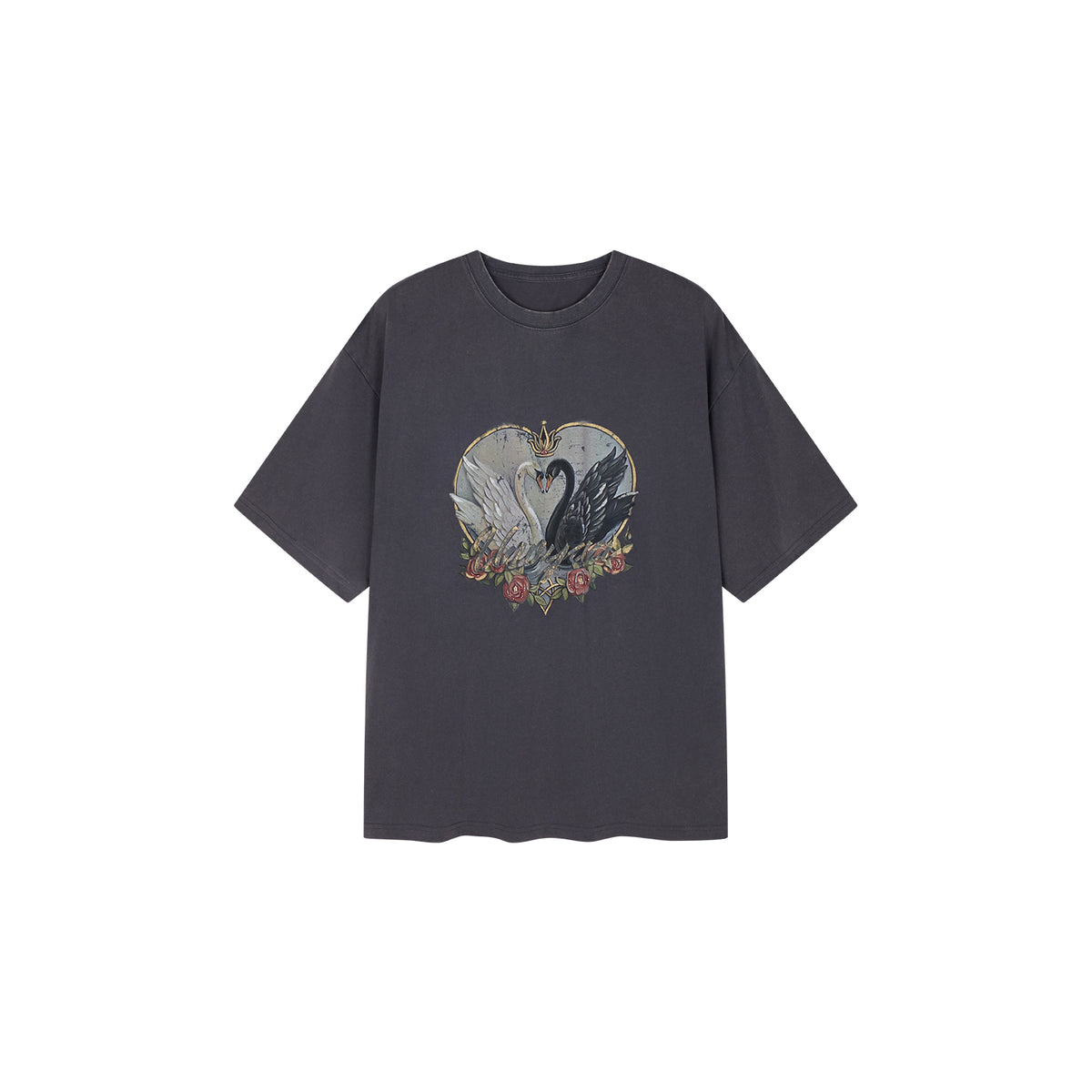 Swan Graphic Print Cotton T-Shirt