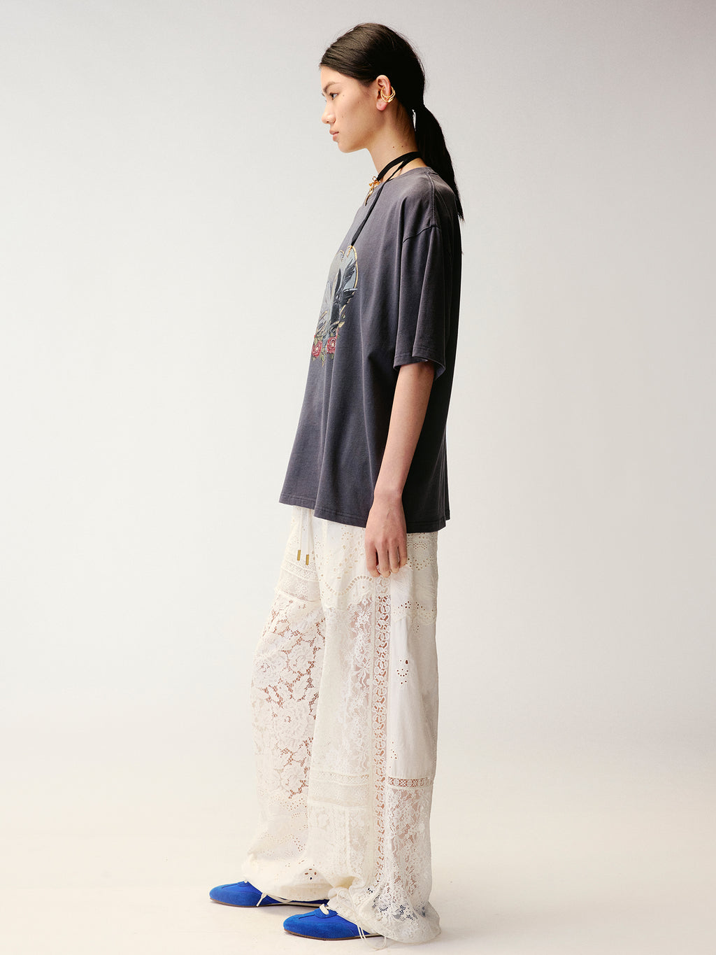 Swan Graphic Print Cotton T-Shirt