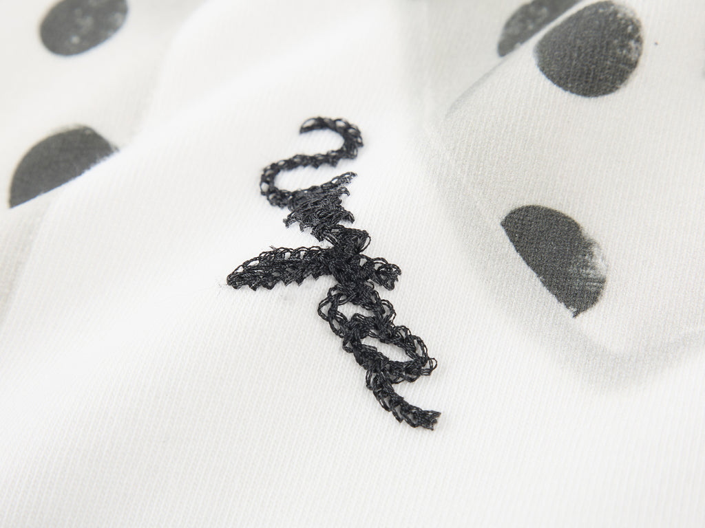 Sequin embroidered polka dot bow T-shirt