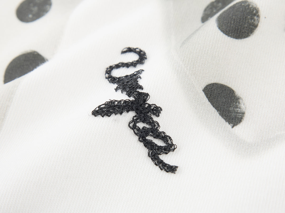 Sequin embroidered polka dot bow T-shirt