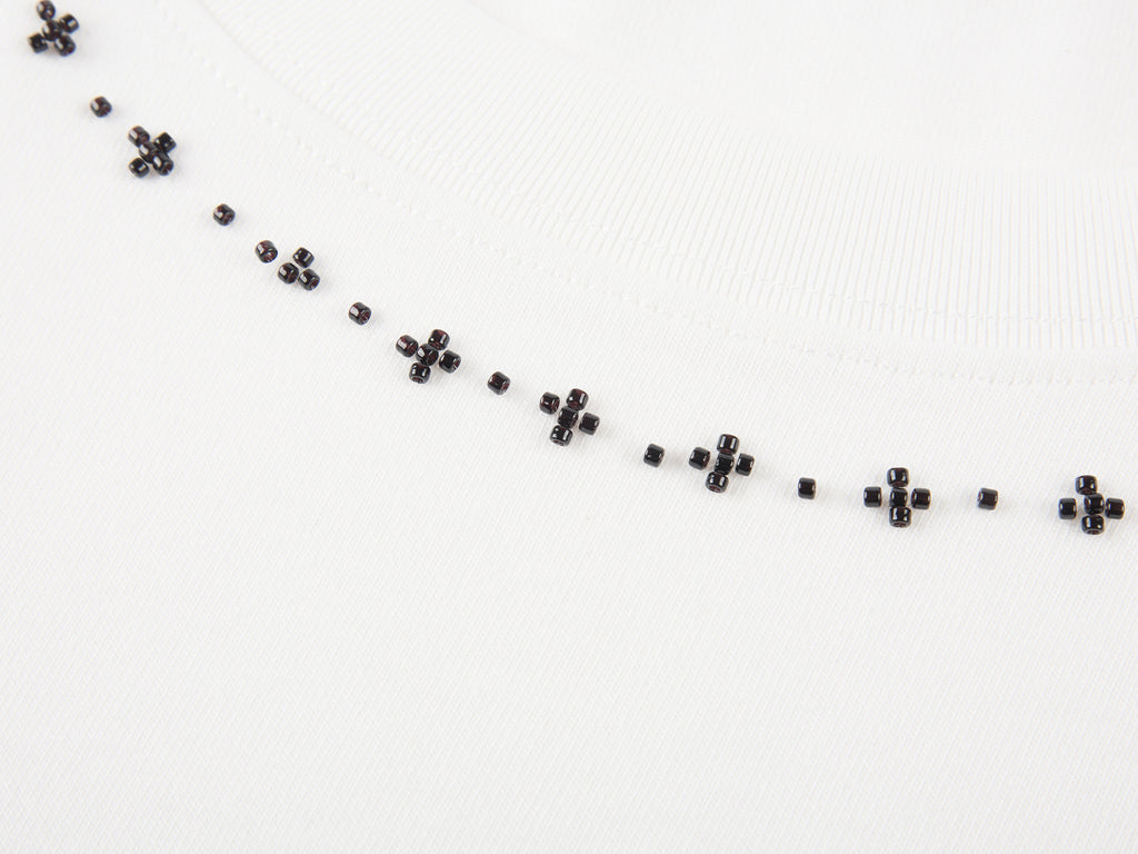 Sequin embroidered polka dot bow T-shirt