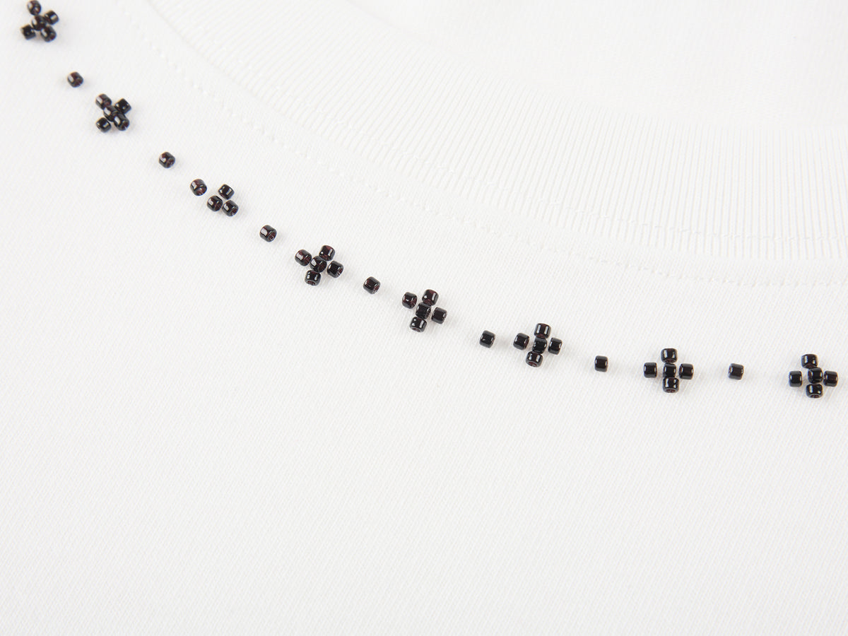 Sequin embroidered polka dot bow T-shirt