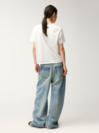 Foil-stamped tie bow T-shirt