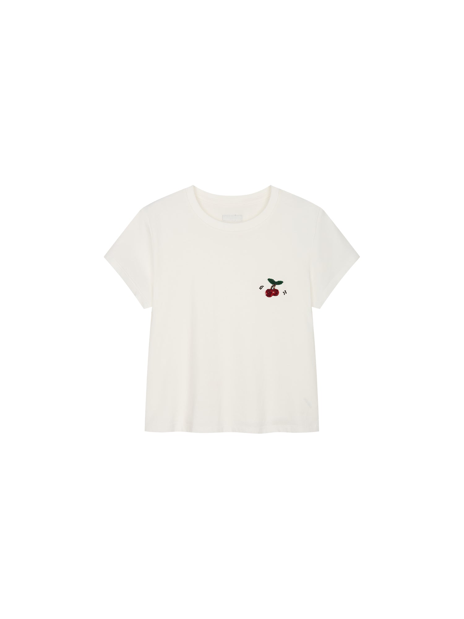 Beaded embroidered dynamic cherry T-shirt
