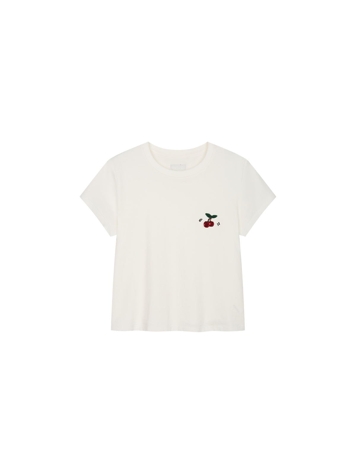 Beaded embroidered sporty cherry T-shirt