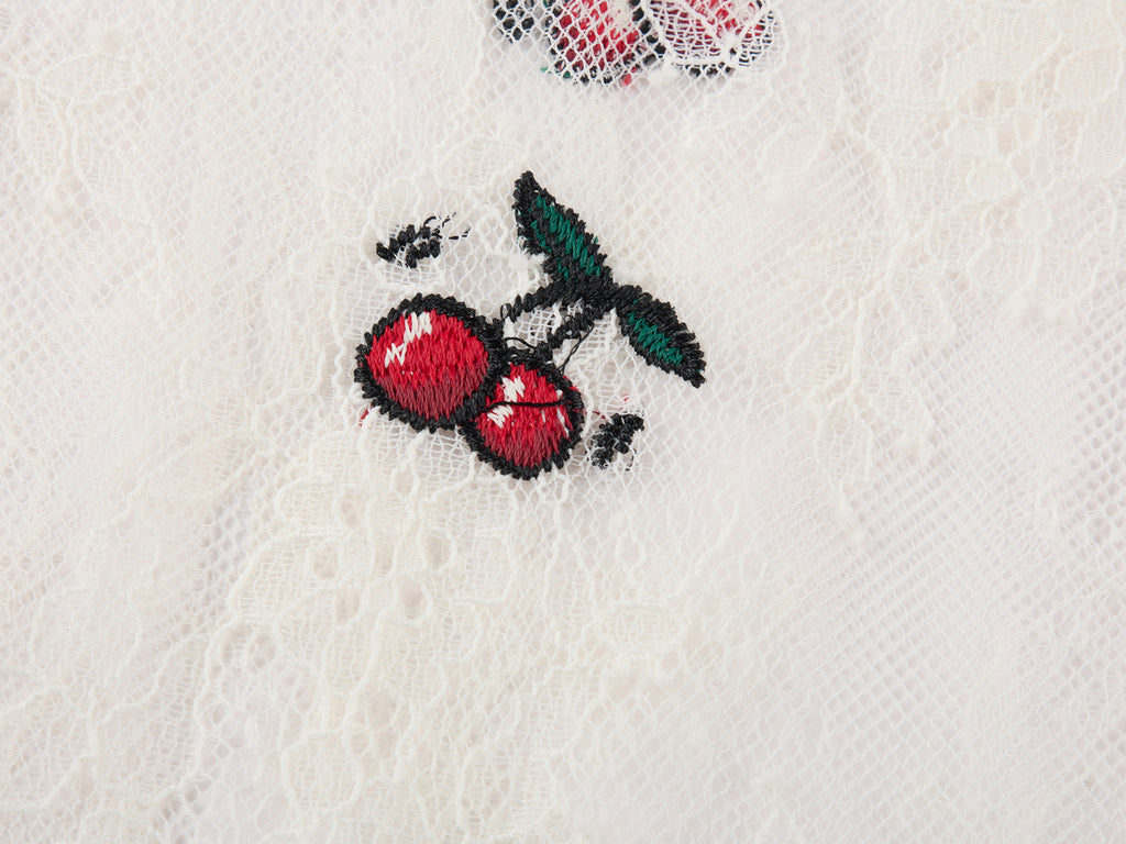 Embroidered sporty cherry lace tea dress