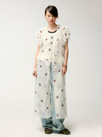 Embroidered sporty cherry lace tea dress