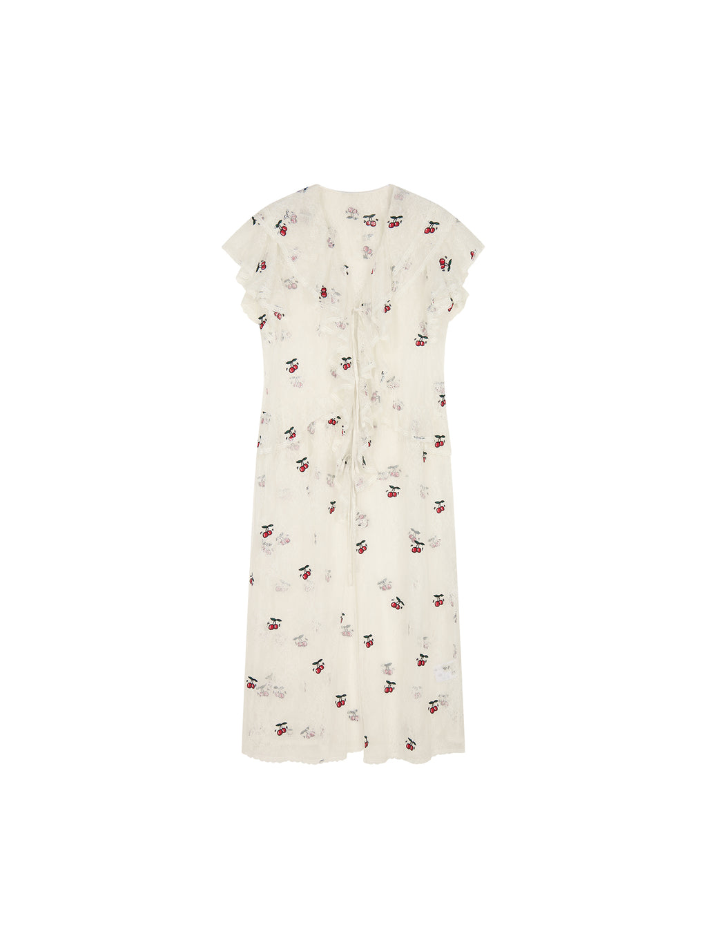Embroidered sporty cherry lace tea dress