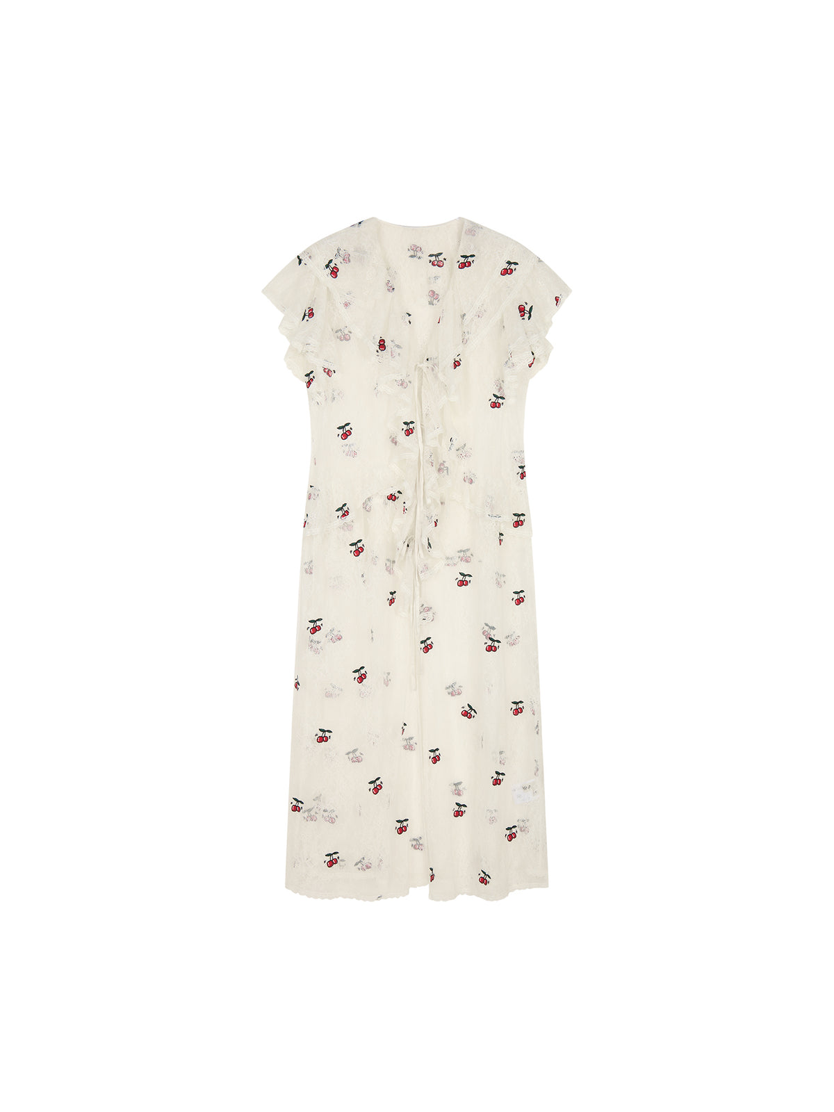Embroidered sporty cherry lace tea dress
