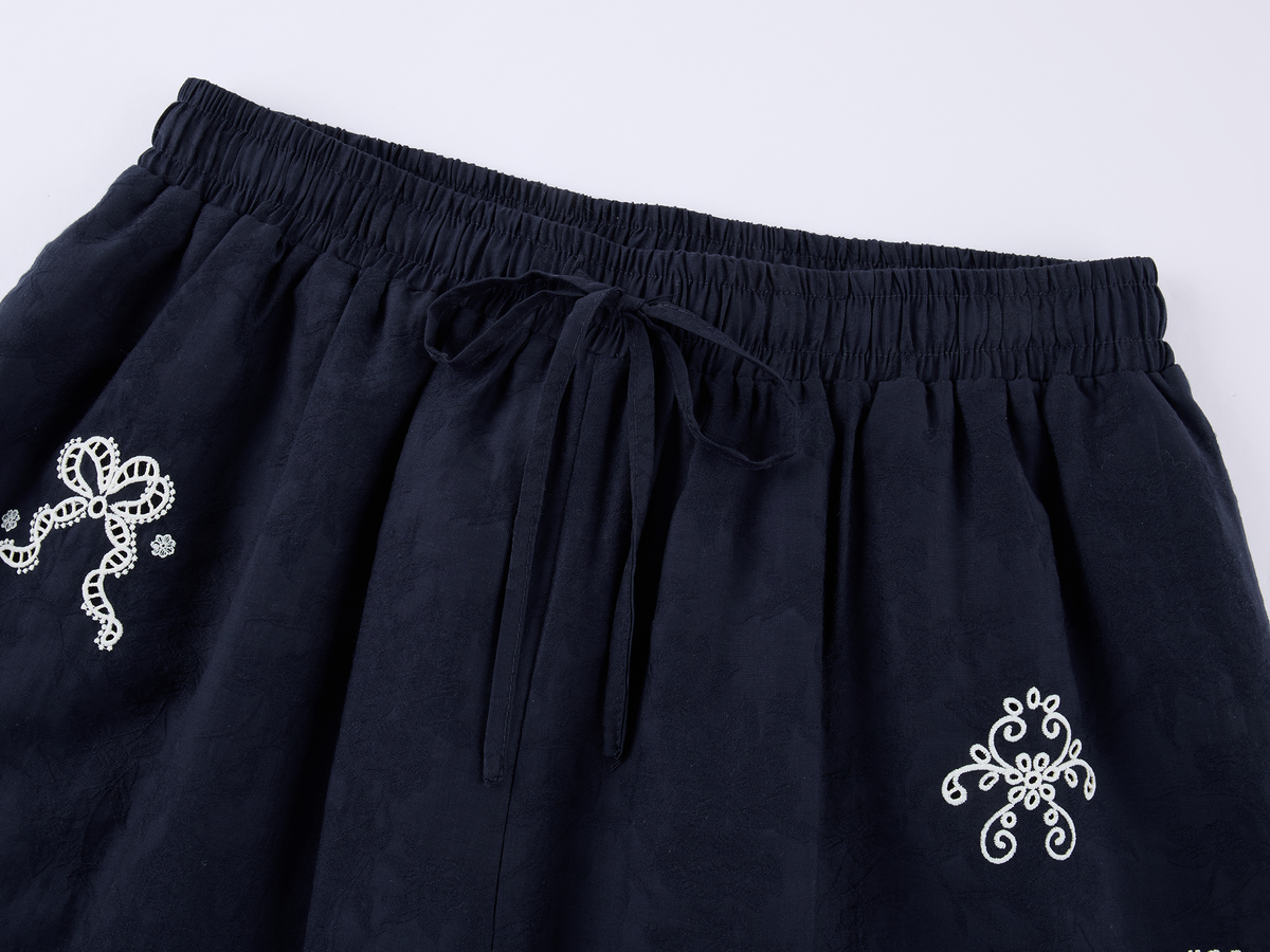 Openwork embroidered tencel-wool bloomers