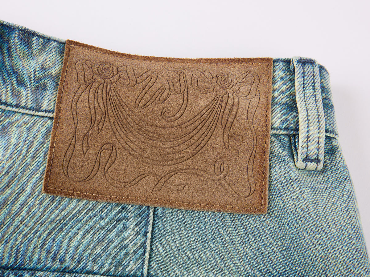 Multi-pocket denim cargo shorts