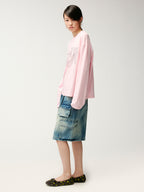 Multi-pocket denim cargo shorts