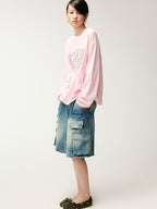 Multi-pocket denim cargo shorts