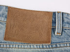 Pearl chain distressed denim shorts