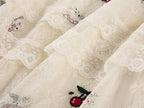 Embroidered sporty cherry lace tiered skirt