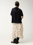 Embroidered sporty cherry lace tiered skirt