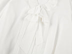 Bow-tie ruffle collar shirt