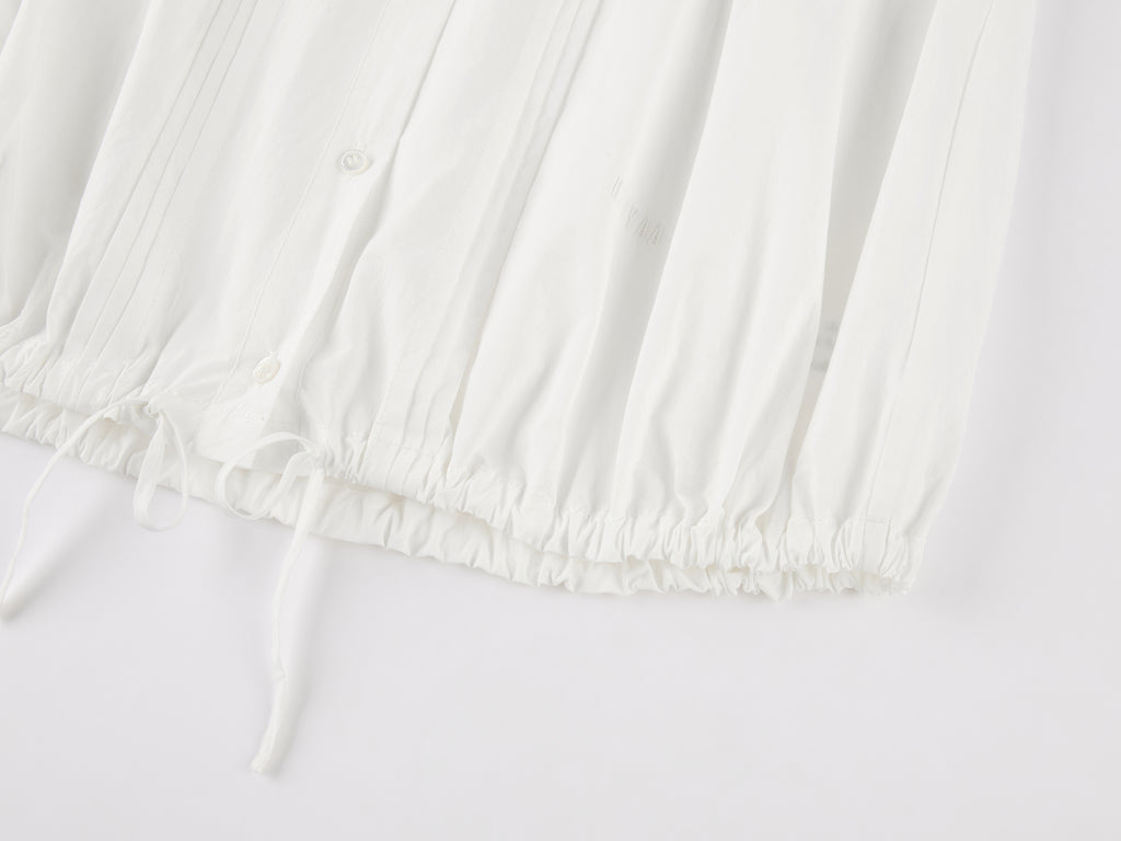 Bow-tie ruffle collar shirt