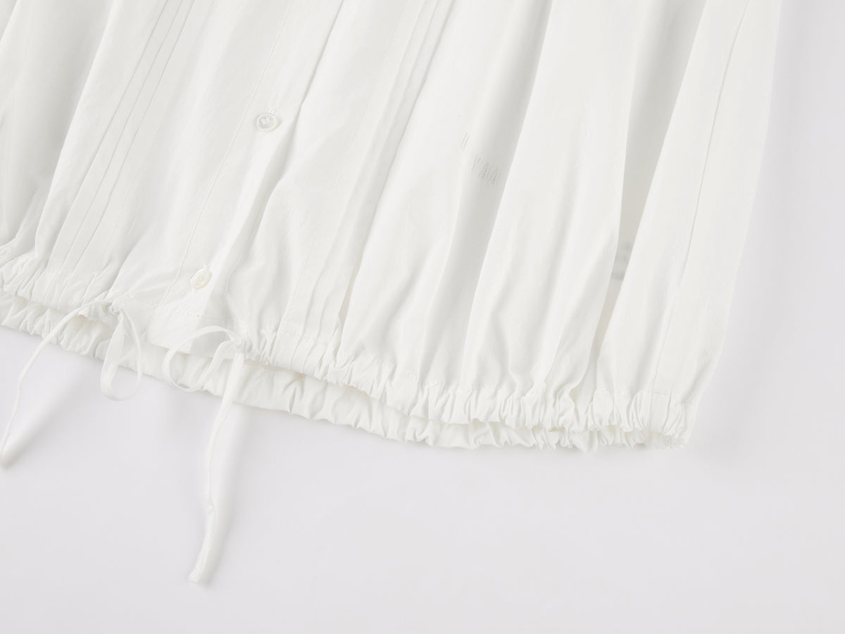Bow-tie ruffle collar shirt