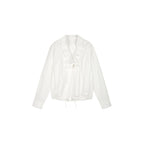 Bow-tie ruffle collar shirt