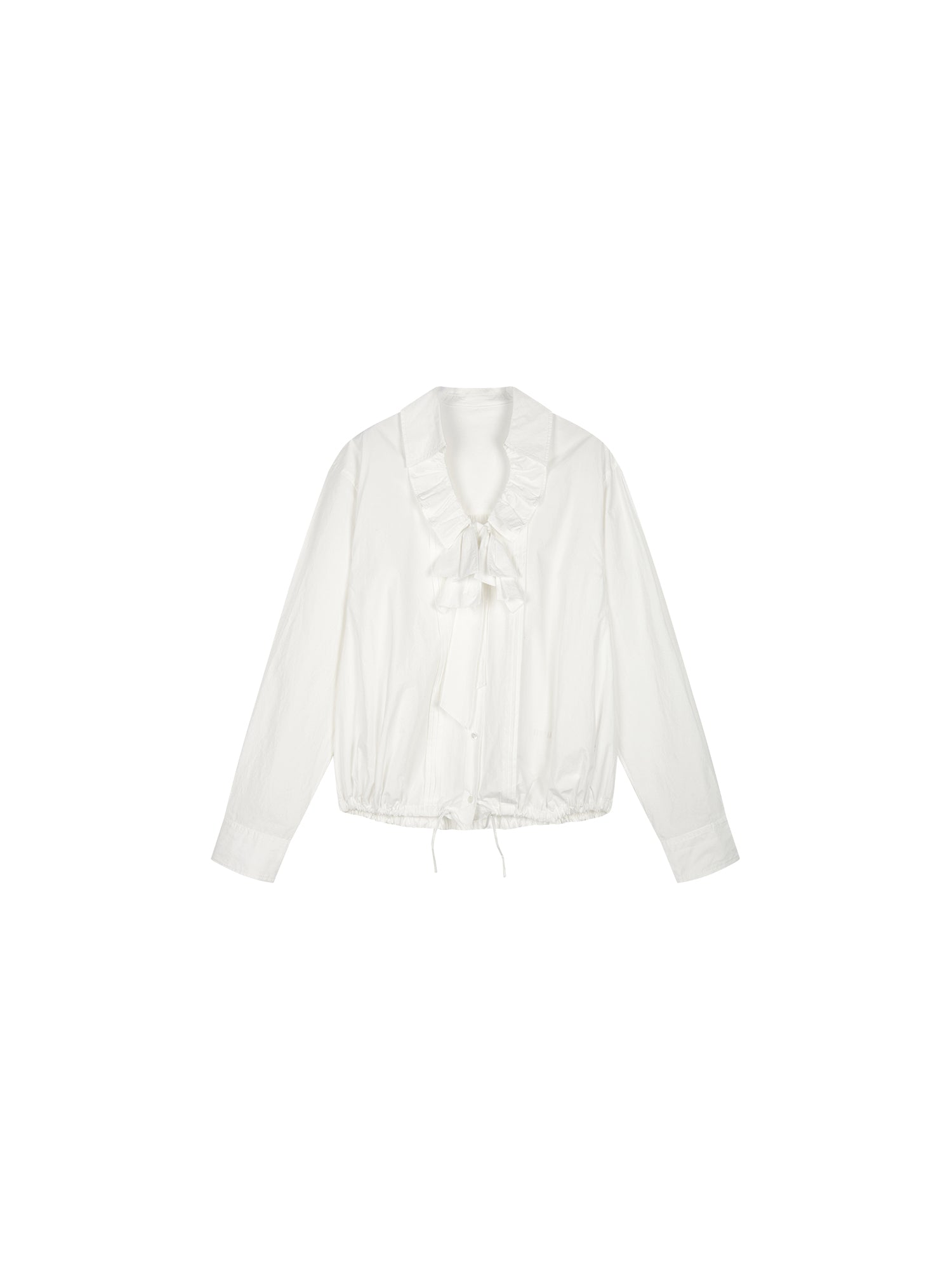 Bow-tie ruffle collar shirt