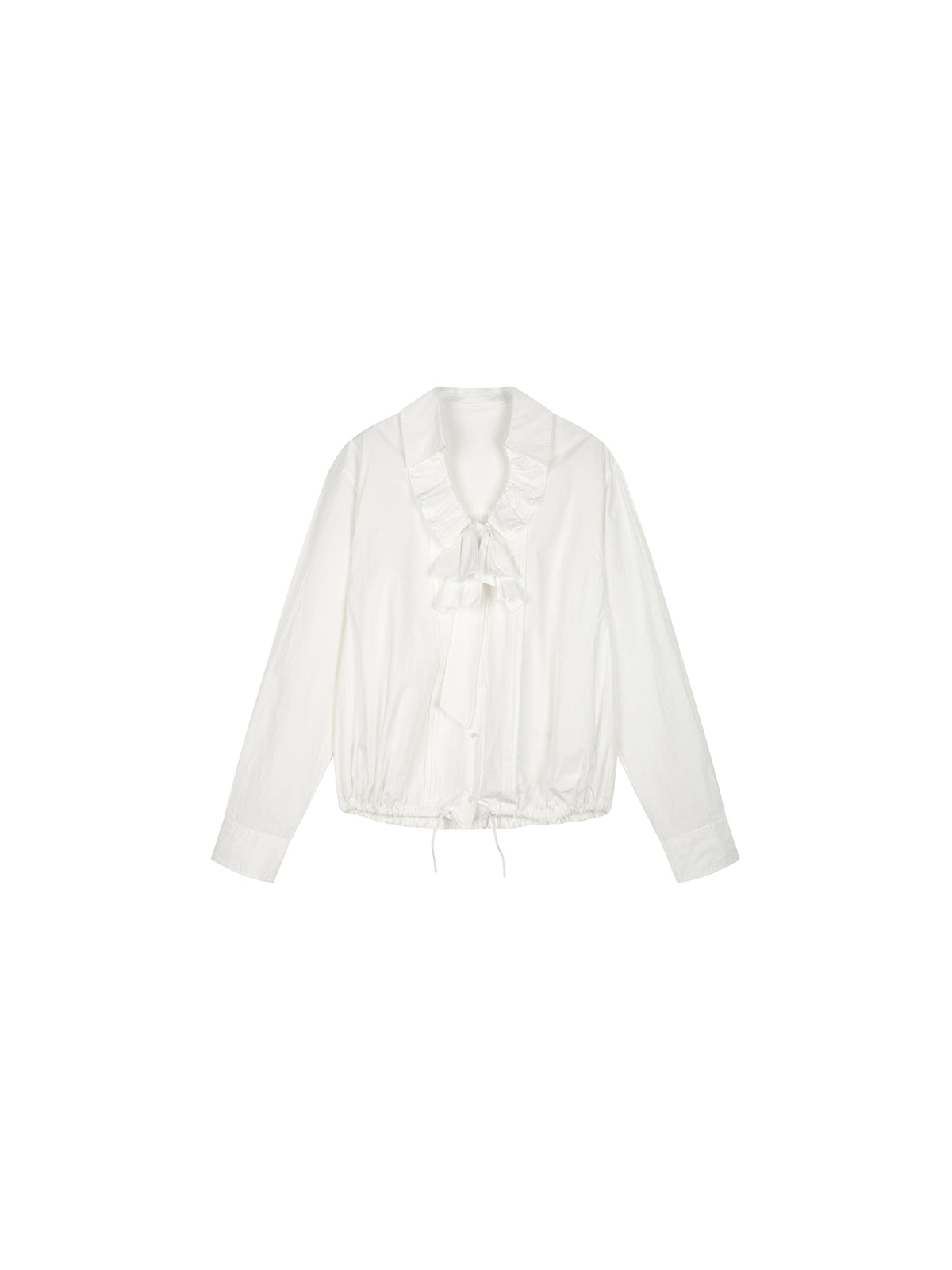 Bow-tie ruffle collar shirt