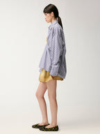 Sad bear jacquard appliqué pintuck shirt