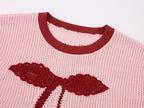 Handmade sporty cherry knit T-shirt
