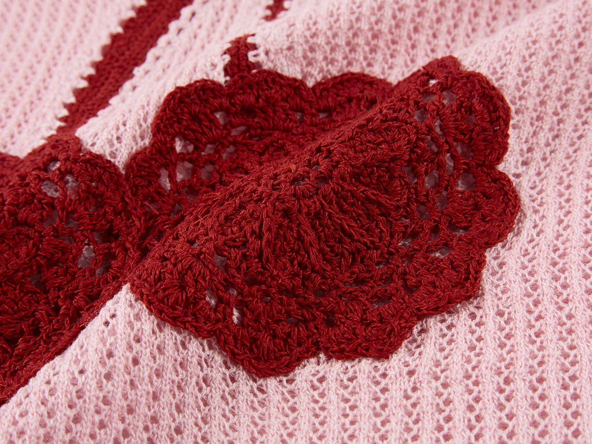 Handmade sporty cherry knit T-shirt