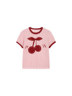 Handmade sporty cherry knit T-shirt