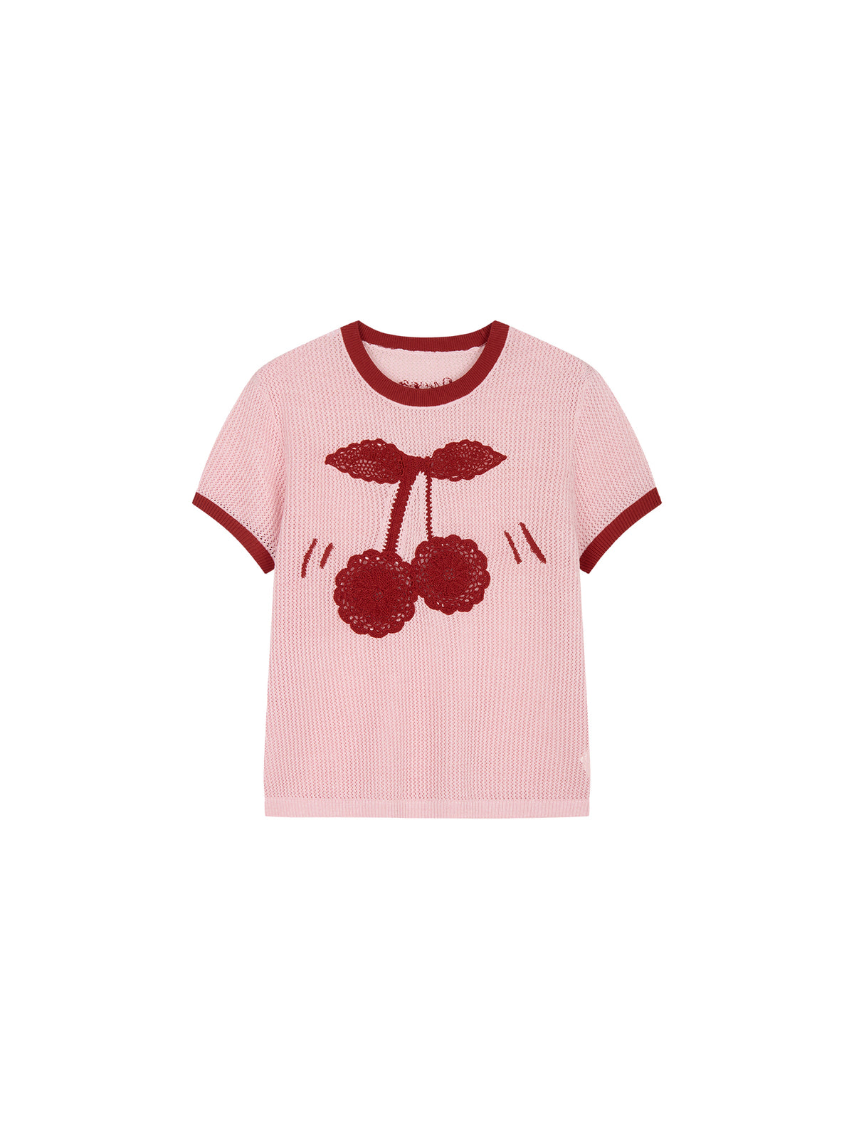 Handmade sporty cherry knit T-shirt